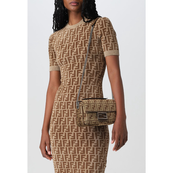 $3100 NEW Fendi Baguette Chain Midi FF jacquard logo fabric bag purse NWT - Picture 1 of 16
